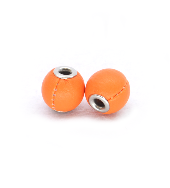 Perlas cuero sintetico (2 piezas) 14 mm - Naranja